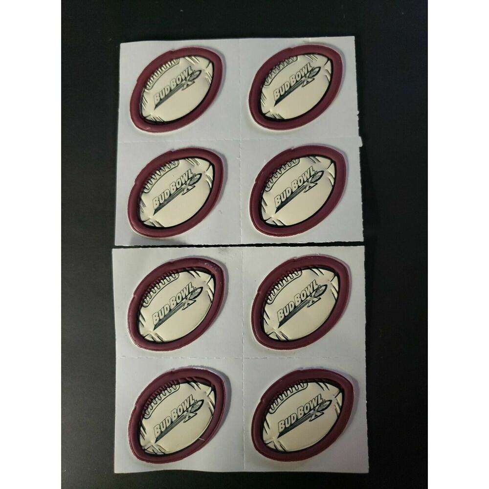 Vintage 1 Sheet (8) Bud Bowl‎ X Football Image Budweiser Beer Puffy Sticker NOS